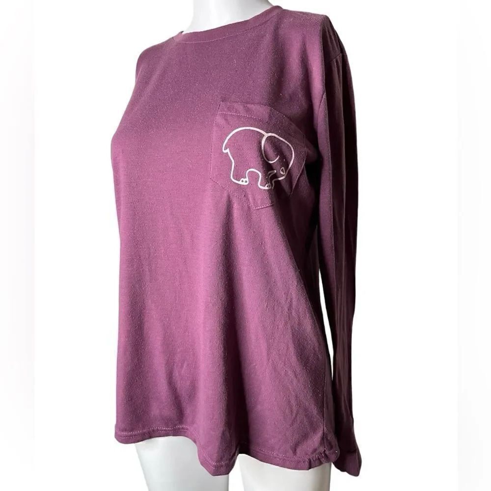 Ivory Ella Paisley Elephant Long Sleeve Casual Shirt Purple Size Medium
